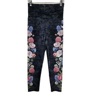 EVCR Capri Leggings Womens S High Rise Floral Gray‎ Marble Activewear Fitness